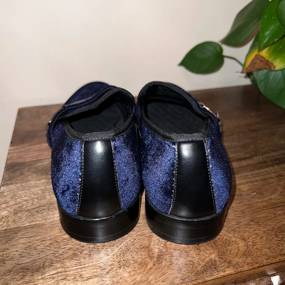 Steve Madden Macklin Mens 8M‎ Navy Blue Velvet Loafer Dress Shoes Formal Casual